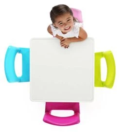 Humble Crew White Table/Pastel Chairs Kids Plastic 4 Set & White/Pastel Kids' Toy Storage Organizer -Best Furniture Store 415HbOufEmL