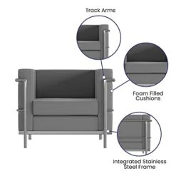 Flash Furniture Hercules Regal Series Contemporary Gray LeatherSoft Chair With Encasing Frame -Best Furniture Store 415HovxJfUL