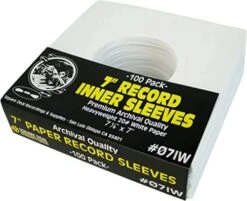 (100) Archival Quality Acid-Free Heavyweight Paper Inner Sleeves For 7" Vinyl Records #07IW