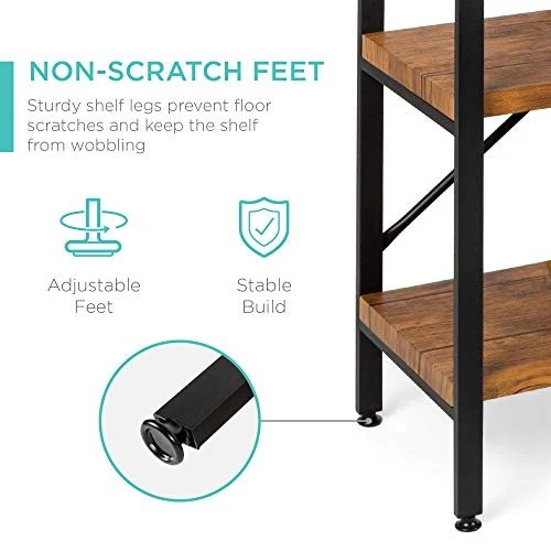 Best Choice Products Large Console Table, 3-Tier 55in Rustic, Industrial Sofa Table Storage For Living Room, Entryway, Foyer, Hallway W/EVA Non-Scratch Feet, Steel Frame - Brown 2 Best Choice Products Large Console Table, 3-Tier 55in Rustic, Industrial Sofa Table Storage For Living Room, Entryway, Foyer, Hallway W/EVA Non-Scratch Feet, Steel Frame - Brown - Image 2