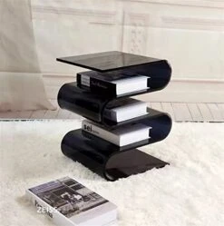 Minimalist Design Shelf S-Shaped Coffee Table, Magazine Rack Storage Book Lucite Modern Accent Night Stand Desk，Living Room Bedroom Study (Color : A, Size : 43 * 34cm) -Best Furniture Store 415WMXOmW8L