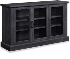 BELLEZE 70 Inch Sideboard Buffet Cabinet, Entertainment Center With Storage, Glass Display Cabinet With Adjustable Shelves Console Table Storage Cabinet For Living Room, Dining Room, Rustic Gray -Best Furniture Store 415gRud QEL. AC