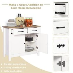 Friday Discount Kitchen Sideboard Buffet Storage Cabinet With 2 Drawers, 1 Adjustable Shelf, 2 Doors Cupboard Console Table For Living Room, Dining Room, Hallway Furniture, Ivory White -Best Furniture Store 415lLXNPjRL
