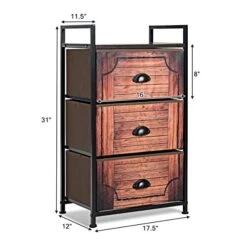 3 Drawer Dresser, Vertical Dresser Storage Tower With Fabric Drawers And Steel Frame, Industrial Wood Look Organizer Unit For Bedroom Closet Entryway, Retro Freestanding Dresser -Best Furniture Store 415qbUFGo2L