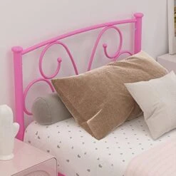 Timy Pink Kids Twin Bed Frame With Headboard And Footboard , Metal Platform Bed Frame With 12 Inch Storage Space For Boys Girls Teens Adults, No Box Spring Needed -Best Furniture Store 415udypxziL