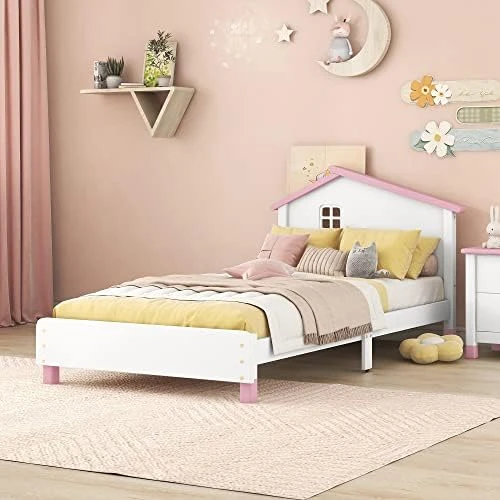 Merax Modern Kids House Beds Full Wood Low Bed Frames For Boys,Girls, No Box Spring Need/Easy Assemble(Full,White+Gray) 15 Merax Modern Kids House Beds Full Wood Low Bed Frames For Boys,Girls, No Box Spring Need/Easy Assemble(Full,White+Gray) - Image 15