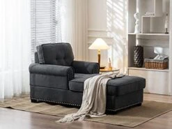 Chaise Lounge Indoor Modern Upholstered Tufted Chaise Lounge Chair 59" Velvet Chaise Lounge Recliner Lounge Chair For Living Room Bedroom Office -Best Furniture Store 415w6GJkjZL