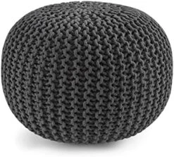 Pouf Ottoman - Hand Knitted Macrame Ottoman Pouf, Large Pouf Ottoman Foot Rest For Couch, 100% Cotton Cord, Poufs For Living Room, Floor Pouf Ottoman - 20 Diameter X 14 Height - Pure Natural -Best Furniture Store 415wHX0RL. AC