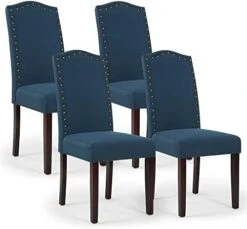 LSSPAID Dining Chairs Set Of 4, High Back Fabric Upholstered Parsons Dining Room Chairs, Nail Head Trim Dining Chair, Turquoise -Best Furniture Store 41644OGg26L. AC