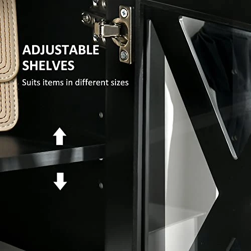 HOMCOM Coffee Bar Cabinet, Sideboard Buffet Cabinet, Kitchen Cabinet With Storage Drawers And Glass Door For Living Room, Entryway, Black 5 HOMCOM Coffee Bar Cabinet, Sideboard Buffet Cabinet, Kitchen Cabinet With Storage Drawers And Glass Door For Living Room, Entryway, Black - Image 5