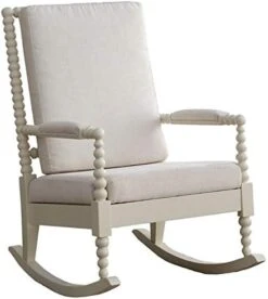 ACME Tristin Rocking Chair - - Cream Fabric & White