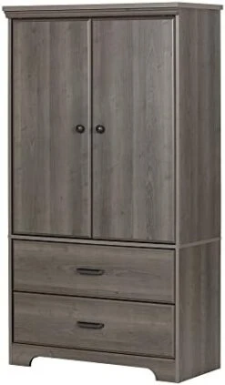 Versa 2-Door Armoire With Drawers, Gray Maple -Best Furniture Store 416JA0mGOsL. AC