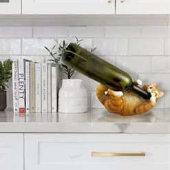 World Of Wonders Orange Tabby Cat Decorative Wine Bottle Holder | Wine Bottle Holder For Cabinet | Cat Mom Wine Accessories | Cat Statues Resin Table Top Wine Holders - 9" -Best Furniture Store 416KKzEd0YL
