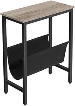 HOOBRO Side Table, Narrow End Table For Small Spaces, Small Bedside Table, Industrial Nightstand With Magazine Holder Sling, Wooden Look Accent Table With Metal Frame, Rustic Brown And Black BF41BZ01 -Best Furniture Store 416KoFuxTOS. AC