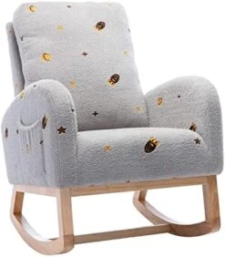 Setawix Rocking Chair For Nursery, Midcentury Modern Accent Rocker Armchair With Side Pocket, Upholstered High Back Wooden Rocking Chair For Living Room Baby Room Bedroom (Yellow - Velvet) -Best Furniture Store 416OcChGGWL. AC