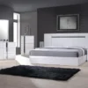 Palermo White Lacquer With Chrome Accents Queen Size Bedroom Set