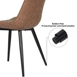 HOMHUM 4 PCS Faux Leather Dining Chairs, Mid Century Modern Leisure Upholstered Chair With Metal Legs For Kitchen Living Room Brown -Best Furniture Store 416Qg8KceeL