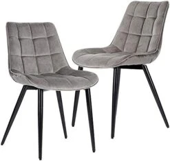 HOMHUM 4 PCS Faux Leather Dining Chairs, Mid Century Modern Leisure Upholstered Chair With Metal Legs For Kitchen Living Room Brown -Best Furniture Store 416VcerEmML. AC