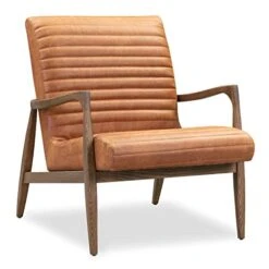 POLY & BARK Rowan Lounge Chair In Full-Grain Pure-Aniline Italian Leather, Set Of 2, Cognac Tan