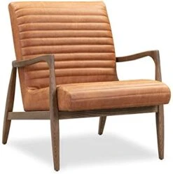 POLY & BARK Rowan Lounge Chair In Full-Grain Pure-Aniline Italian Leather, Set Of 2, Cognac Tan -Best Furniture Store 416bTX3jtZL. AC