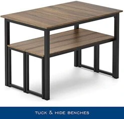 HOMOOI Dining Table Set For 4, 3 Pieces Kitchen Table With 2 Benches, Modern Wood Grains Table And Chairs Dinette Set For Home Kitchen, Dining Room, Restaurant, Industrial Brown 16 HOMOOI Dining Table Set For 4, 3 Pieces Kitchen Table With 2 Benches, Modern Wood Grains Table And Chairs Dinette Set For Home Kitchen, Dining Room, Restaurant, Industrial Brown -Best Furniture Store 416cuu9SKqS