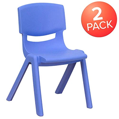Flash Furniture Whitney 2 Pack Blue Plastic Stackable School Chair With 12" Seat Height 3 Flash Furniture Whitney 2 Pack Blue Plastic Stackable School Chair With 12" Seat Height - Image 3