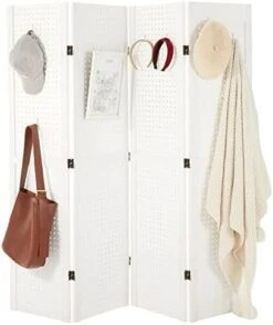 Haddockway 4 Panel Pegboard Display 5 Ft Folding Privacy Screen Wood Room Divider Portable Freestanding Display Board Wall Organizer For Craft Show, Jewelry, Retail, Cloth -Best Furniture Store 416hTCNYSHL. AC