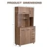 HOMREST Kitchen Buffet Hutch Storage Cabinet, 63'' Freestanding Pantry With Anti-Falling Design, 4 Cabinets & 3 Drawers, Adjustable Shelves And Microwave Space For Dining Room (Brown)