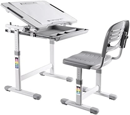 Kids Desk And Chair Set, Functional Children Desk Study Table, Tilted Table Height-Adjustable Desk And Chair Combination With LED Light, Storage Drawers For Boys And Girls, Blue 8 Kids Desk And Chair Set, Functional Children Desk Study Table, Tilted Table Height-Adjustable Desk And Chair Combination With LED Light, Storage Drawers For Boys And Girls, Blue - Image 8