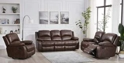 Betsy Furniture 2PC Bonded Leather Recliner Set Living Room Set, Sofa, Loveseat 8018 (Brown, Living Room Set 3+2) -Best Furniture Store 416xS7XIjpL. AC