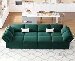 Belffin Modular Velvet Sectional Sofa With Chaise Lounge Sectional Sleeper Sofa With Storage Chaise Sofa Bed Couch For Living Room Blue… -Best Furniture Store 416zFFSxK4L. AC