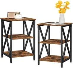 TINKLE WELL Nightstand, Industrial Side Open Shelf, Bedside Desk With 2-Tier Adjustable Storage For Bedroom, Living Room, End Table Set Of 1, Greige -Best Furniture Store 4170j1eDvGL. AC