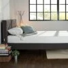 INUS Shalini Upholstered Platform Bed Frame / Mattress Foundation / Wood Slat Support / No Box Spring Needed / Easy Assembly, Dark Grey, Queen