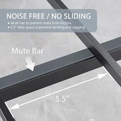 14'' Metal Platform Queen Bed Frame With Strong Steel Slats Support/Sufficient Storage Space/Mattress Foundation/No Box Spring Needed/Easy Assembly -Best Furniture Store 417B81G906L