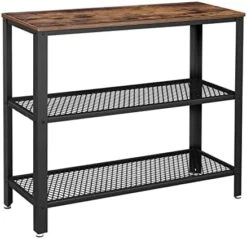 VASAGLE 40" Console Table, 3-Tier Entryway Table With Storage Shelf, Narrow Sofa Table For Living Room, Hallway, Entrance Hall, Corridor, Bedroom, Rustic Brown And Black ULNT81BX -Best Furniture Store 417F7 M2CL. AC