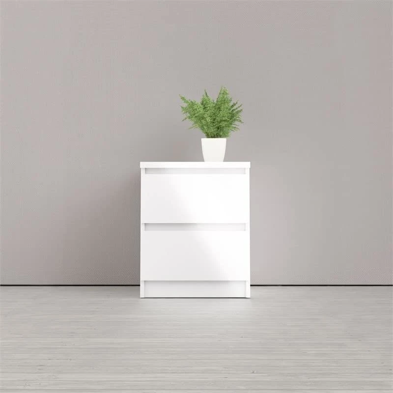 3PC Set Engineered Wood With 2 Nightstands And 1 Double Dresser In White Gloss 2 3PC Set Engineered Wood With 2 Nightstands And 1 Double Dresser In White Gloss - Image 2