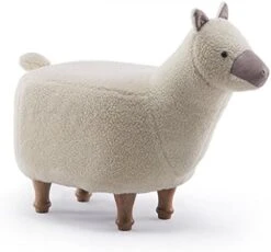 Ottomans Children's Stool Cute Animal Stool Alpaca Stool Creative Designer Furniture Cartoon Lamb Footstool Creative Children's Stool DELICATEWNN (Color : White) -Best Furniture Store 417Rj4SO4jL. AC