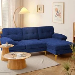 LEISLAND 79" Modern Sectional Sofa Couch For Living Room, Small Couches For Small Spaces, Chenille L Shaped Sofas With Solid Wood Frame, Detachable Cover, Attached Armrest, Easy To Install(Navy Blue) -Best Furniture Store 417TQ6XvXVL