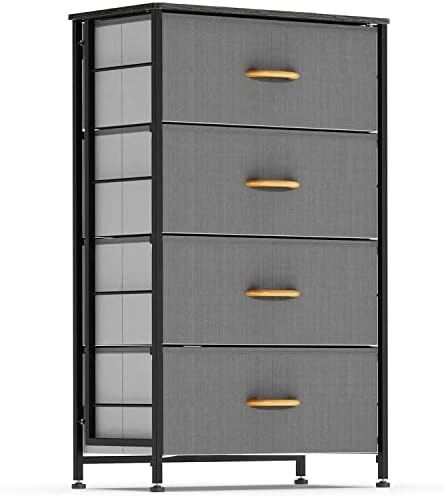 Fabric Dresser For Bedroom, Vertical Dresser Storage Tower, Steel Frame, Wood Top, Easy Pull Textured Fabric Bins, Organizer Unit For Bedroom, Hallway, Entryway, Closets, 4 Drawers, Coffee 12 Fabric Dresser For Bedroom, Vertical Dresser Storage Tower, Steel Frame, Wood Top, Easy Pull Textured Fabric Bins, Organizer Unit For Bedroom, Hallway, Entryway, Closets, 4 Drawers, Coffee - Image 12