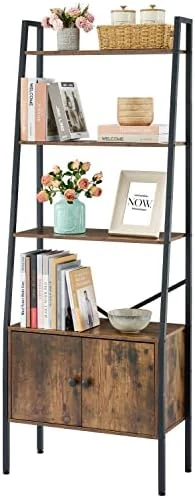 Hoctieon Industrial Ladder Bookshelf, Multifunctional Ladder Shelf, 5-Tier Tall Bookshelf, Open Ladder Shelf Bookcase, For Living Room, Home Office, Kitchen, Bedroom, Metal Frame, Rustic Brown 9 Hoctieon Industrial Ladder Bookshelf, Multifunctional Ladder Shelf, 5-Tier Tall Bookshelf, Open Ladder Shelf Bookcase, For Living Room, Home Office, Kitchen, Bedroom, Metal Frame, Rustic Brown - Image 9