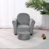 Bonrcea Kids Armchair,Sofa Chair,Toddler Couch Chair, Upholstered Chair With Ottoman (Grey)