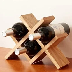 TRWISWDC Wine Rack Countertop Oak Wooden Wine Bottle Holder Rustic Free Standing Wine Storage Racks For Tabletop, Hutches And Display Cabinets - No Assembly Required (Natural) -Best Furniture Store 417eItubQEL. AC
