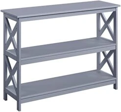 Topeakmart Console Table With 2 Outlets And 2 USB Ports, 3-Tier Entryway Table With Wood Frame & X-Shaped Design, Sofa Table Narrow Long For Living Room/Hallway/Bedroom, Black -Best Furniture Store 417gGjHdhUL. AC 1