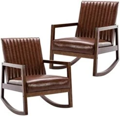 HNY Mid Century Rocking Nursery Chair With Wood Frames, Faux Leather Upholstered Farmhouse Living Room Armchair, For Living Room Bedroom, Light Brown 22 HNY Mid Century Rocking Nursery Chair With Wood Frames, Faux Leather Upholstered Farmhouse Living Room Armchair, For Living Room Bedroom, Light Brown -Best Furniture Store 417gngryDgL. AC