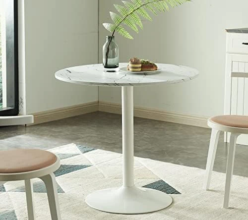 White Tulip Table,31.5" Modern Round Dining Table White Pedestal Table Kitchen Table Bistro Table Round Drop Leaf Table For Dining Room,Living Room(White) 6 White Tulip Table,31.5" Modern Round Dining Table White Pedestal Table Kitchen Table Bistro Table Round Drop Leaf Table For Dining Room,Living Room(White) - Image 6