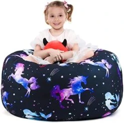 KABOER Bean Bag Cover For Kids,200L Stuffed Animal Storage Bean Bag Chair Cover |Stuffable Zipper Beanbag For Organizing Children Soft Plush Toys (32x29inch) -Best Furniture Store 418D2cO0XjL. AC