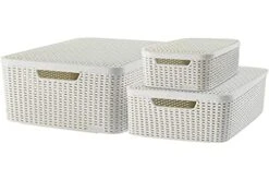 Curver Style Storage Box Set, Plastic, Cream, 7L/18L/30L