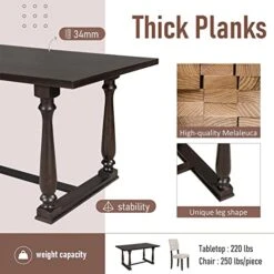 Mojay 6-Piece Rectangular Espresso Wood Dining Table Set With 4 Upholstered Chairs And Bench For Kitchen And Dining Room 17 Mojay 6-Piece Rectangular Espresso Wood Dining Table Set With 4 Upholstered Chairs And Bench For Kitchen And Dining Room -Best Furniture Store 418IAsPrebL