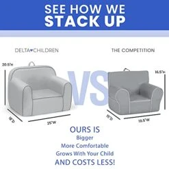 Delta Children IComfort Memory Foam Chair For Kids For Ages 18 Months And Up, Grey -Best Furniture Store 418Kmm6DZvS