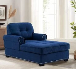 Beaugreen 59" Chaise Lounge Indoor Living Room Chaise Chairs Comfort Sleeper Lounger With Thick Upholstered Seat For Living Room Bedroom Apartment,Dark Gray -Best Furniture Store 418OHDMVtQL. AC